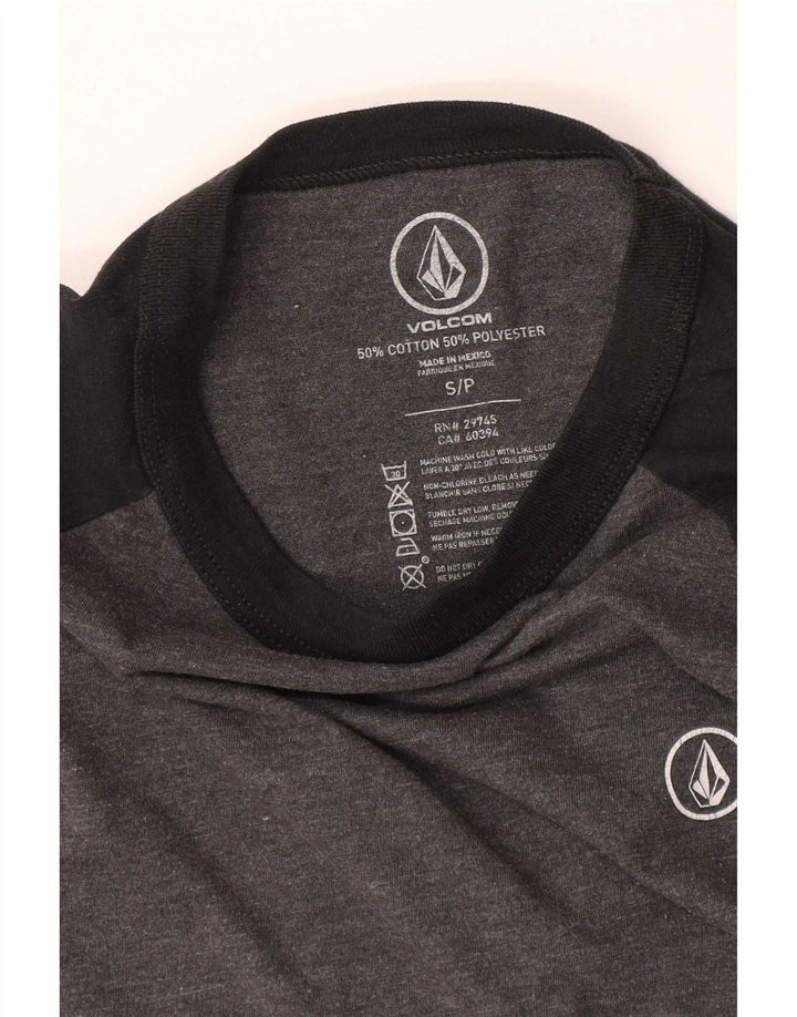 Volcom Damen-Top mit 3/4-Ärmeln, UK 10, Größe S, Grau, Colourblock-Baumwolle