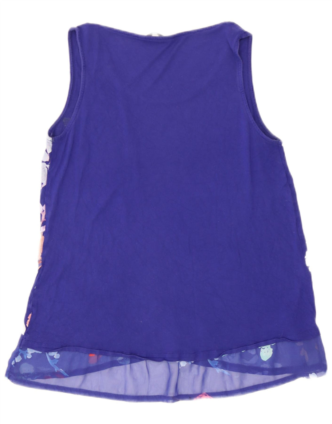 Desigual Damen ärmelloses Blusenoberteil UK 12 Mittelblau geblümt