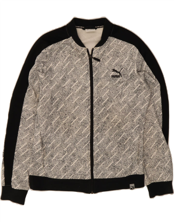 PUMA Womens Tracksuit Top Jacket UK 12 Medium Grey Spotted Polyester Vintage Puma and Second-Hand Puma from Messina Hembry 