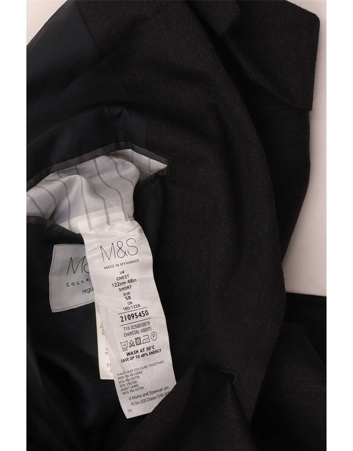 Marks & Spencer Herren-Blazer mit 2 Knöpfen, UK 48, XL, Grau, Polyester