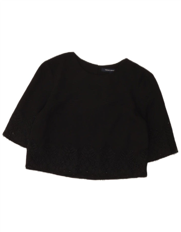 French Connection Damen Crop Top UK 8 Small Schwarz Polyester