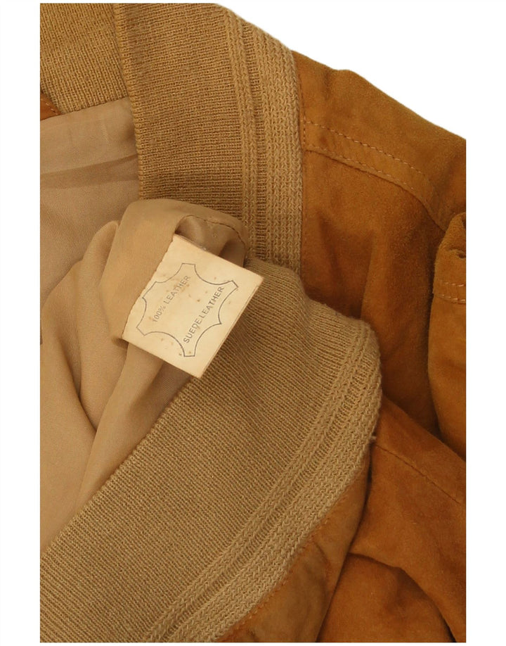 Vintage Herren Wildleder Bomberjacke UK 44 2XL Braunes Leder