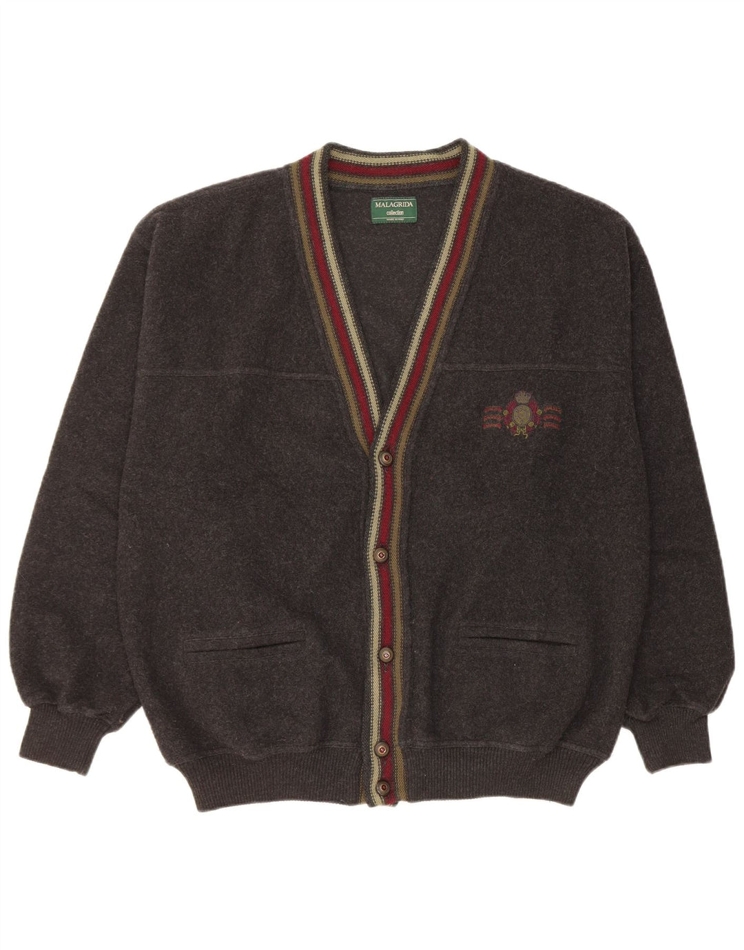 Malagrida Herren-Cardigan-Pullover XL aus schwarzer Wolle