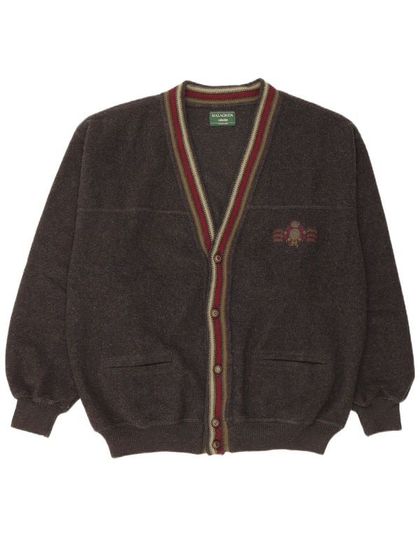 Malagrida Herren-Cardigan-Pullover XL aus schwarzer Wolle