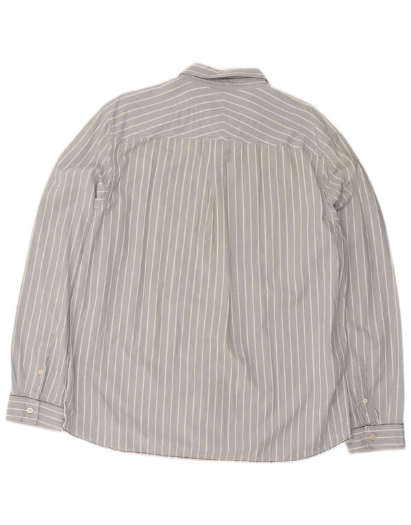 White Stuff Herren-Hemd mit klassischer Passform, 2XL, blaue Nadelstreifen-Baumwolle