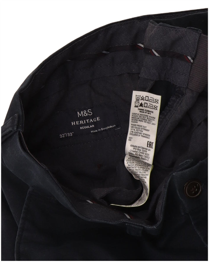Marks & Spencer Herren Heritage Regular Chinohose W32 L33 Marineblau