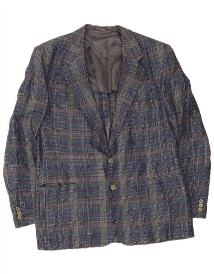 Principles Herren-Blazer mit 2 Knöpfen, Gr. 40, groß, marineblau, kariert, Leinen