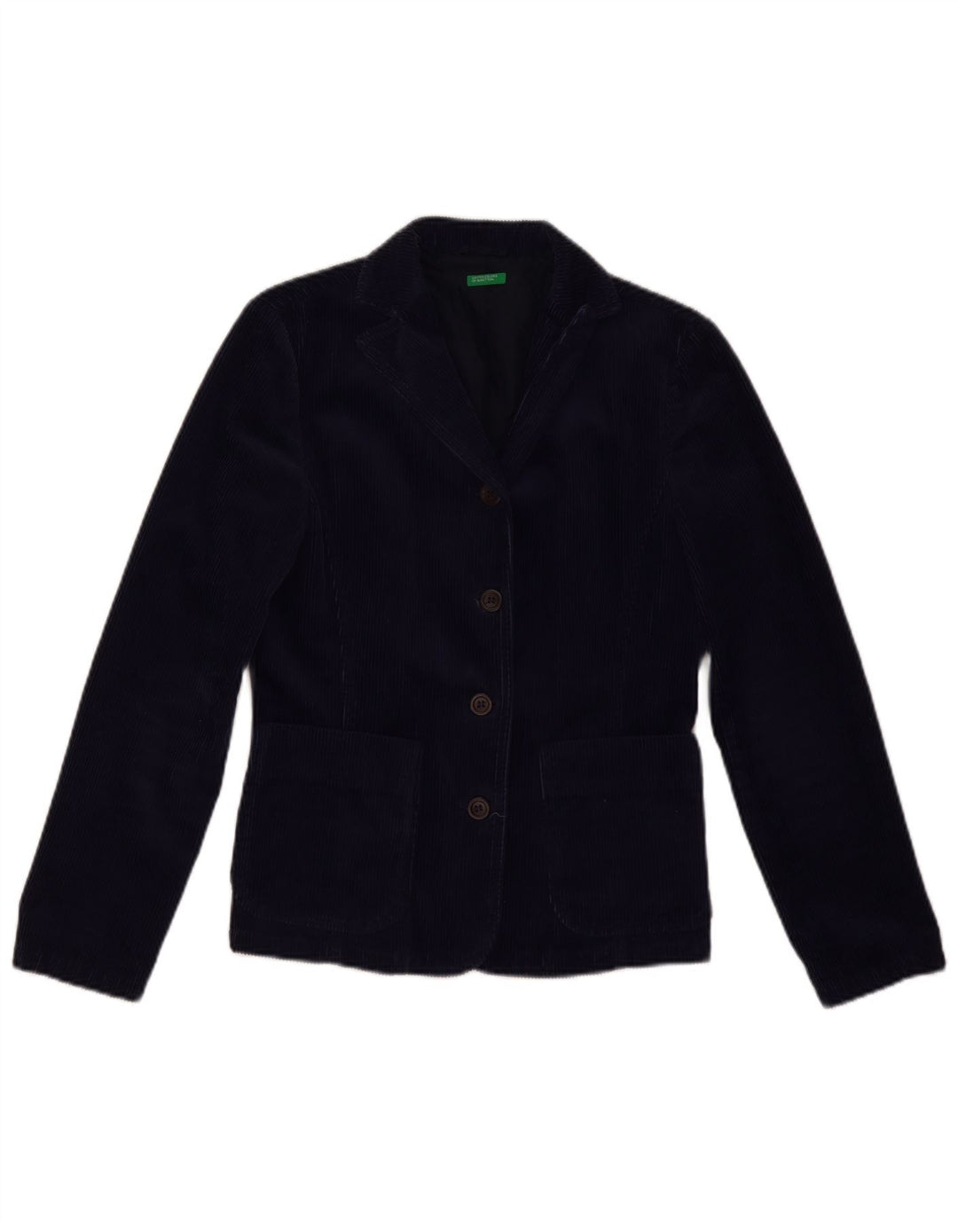 Benetton Damen-Blazer aus Cord mit 3 Knöpfen, Größe IT 42, mittleres Marineblau