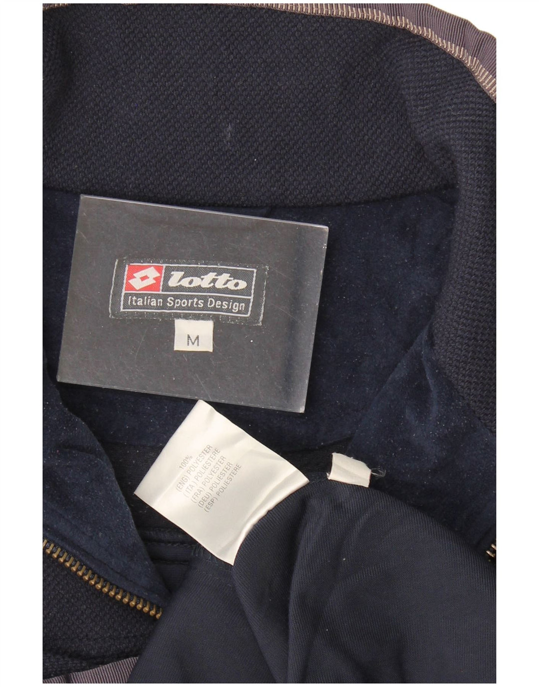LOTTO Mens Fleece Jacket UK 38 Medium Navy Blue Colourblock Polyester