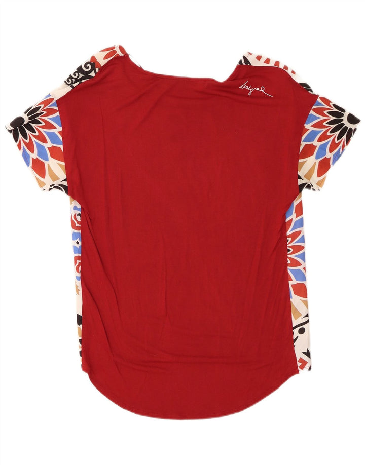 Desigual Damen Blusenoberteil UK 10 Small Red Floral Viscose