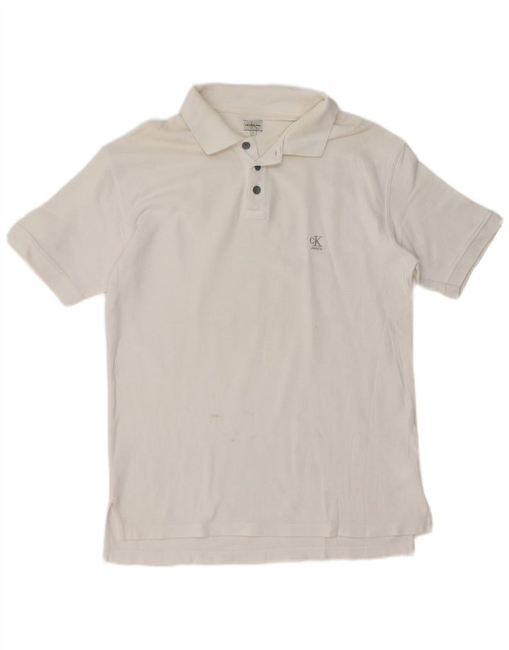 Calvin Klein Jeans Herren-Poloshirt, große weiße Baumwolle
