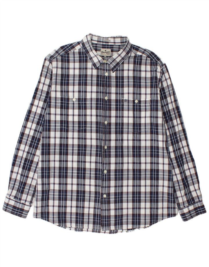 Wrangler Herren-Hemd mit normaler Passform, 2XL, marineblau, kariert, Baumwolle