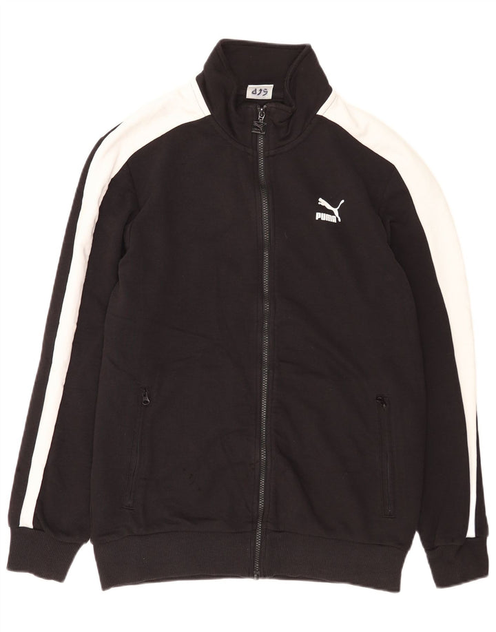 Puma Herren-Trainingsanzug mit grafischem Oberteil, Mittelschwarz, Colourblock-Baumwolle