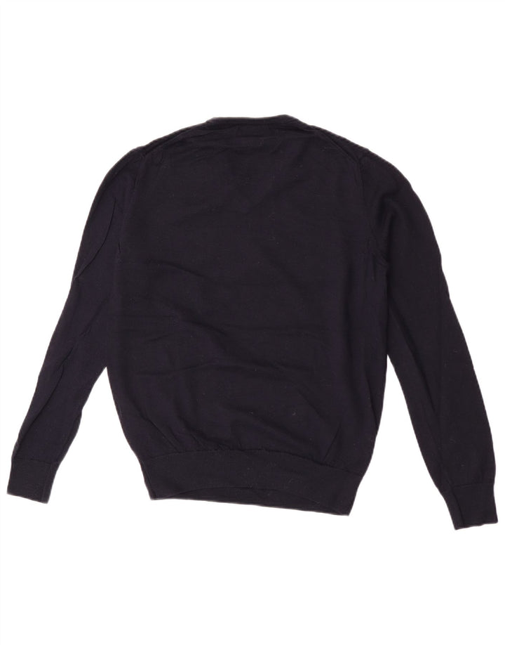 Zara Herren-Pullover mit V-Ausschnitt, mittlere marineblaue Wolle
