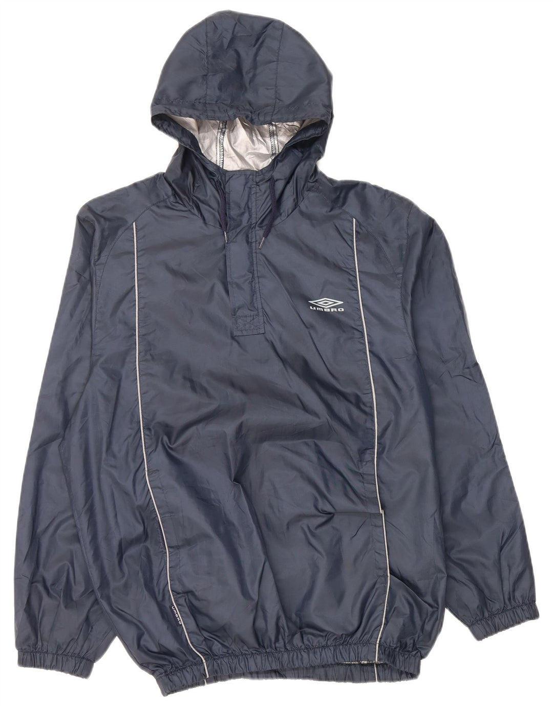 UMBRO Mens Pullover Hooded Rain Jacket UK 36 Small Navy Blue Polyester