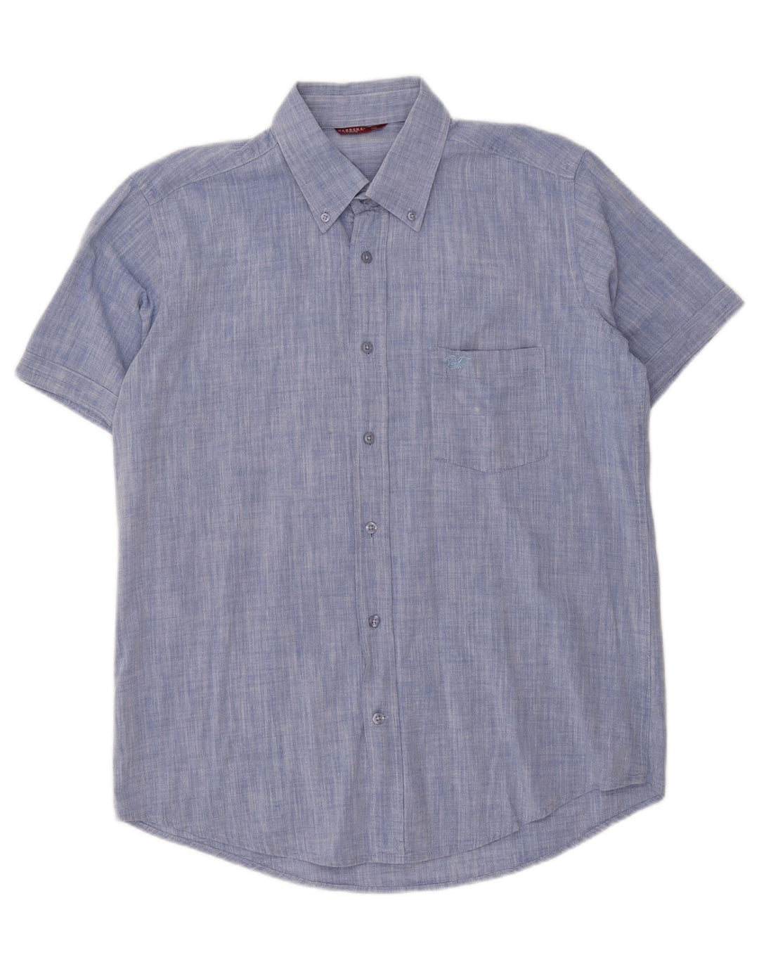 CARRERA Mens Short Sleeve Shirt Large Blue Cotton