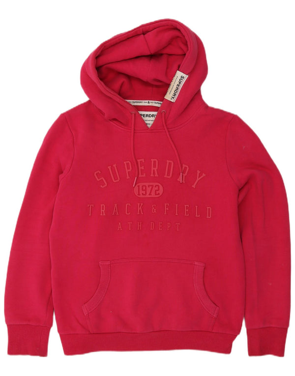 Superdry Damen-Kapuzenpullover mit Grafik, UK 12, mittelrosa, Baumwolle