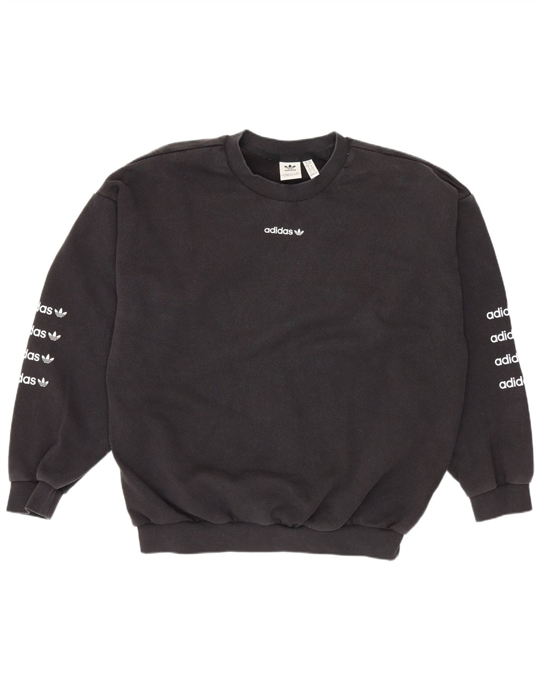 Adidas Womens Graphic Oversized Sweatshirt Pullover UK 16 Große schwarze Baumwolle
