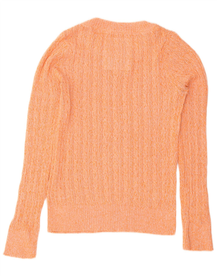 Superdry Damen-Pullover mit Rundhalsausschnitt, UK 14, Größe L, orange gefleckte Baumwolle