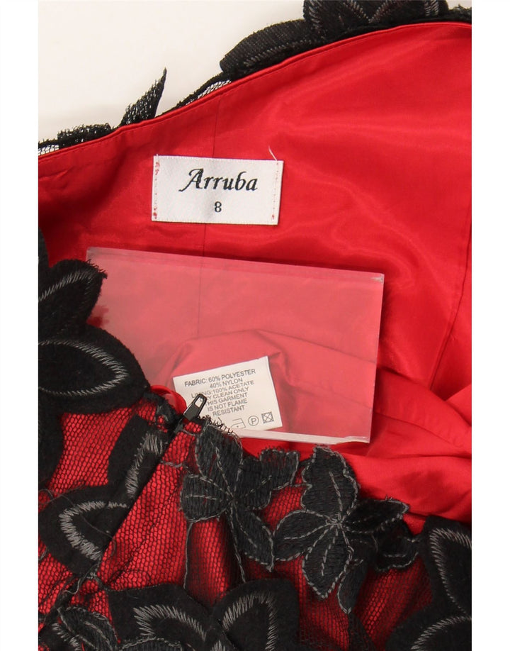 Arruba Damen Crop One Shoulder Top UK 8 Kleines rotes Blumenmuster aus Polyester