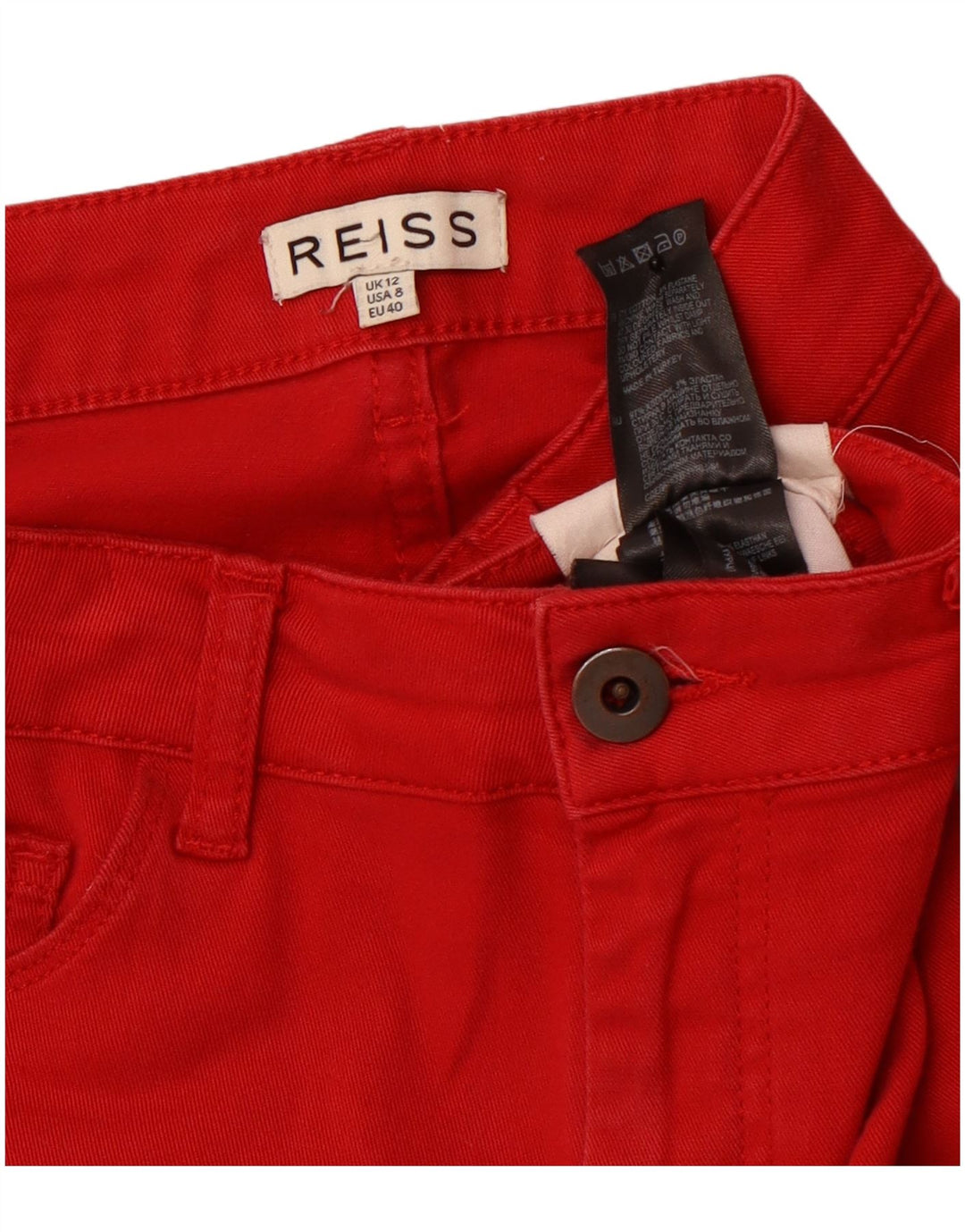 REISS Damen Skinny Freizeithose UK 12 Medium W30 L32 Rote Baumwolle