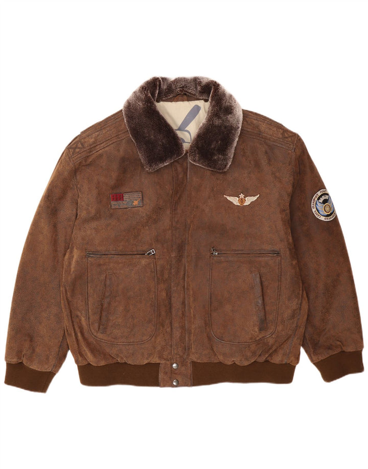 Maddox Herren Lederjacke UK 52 6XL Braunes Leder