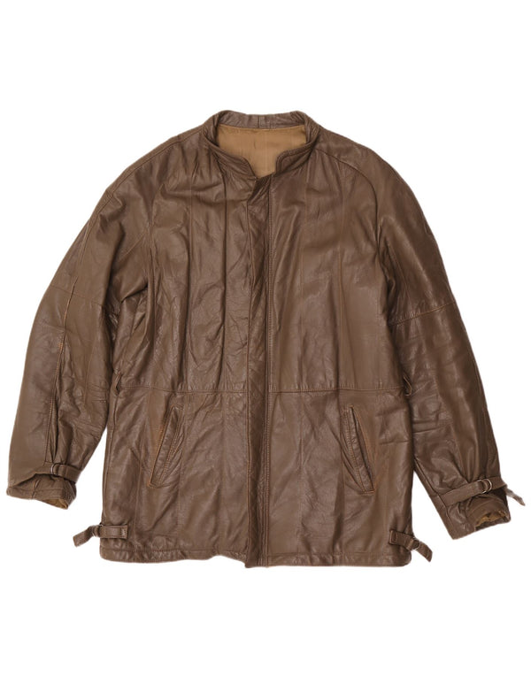Vintage Herren Lederjacke IT 54 2XL Braun