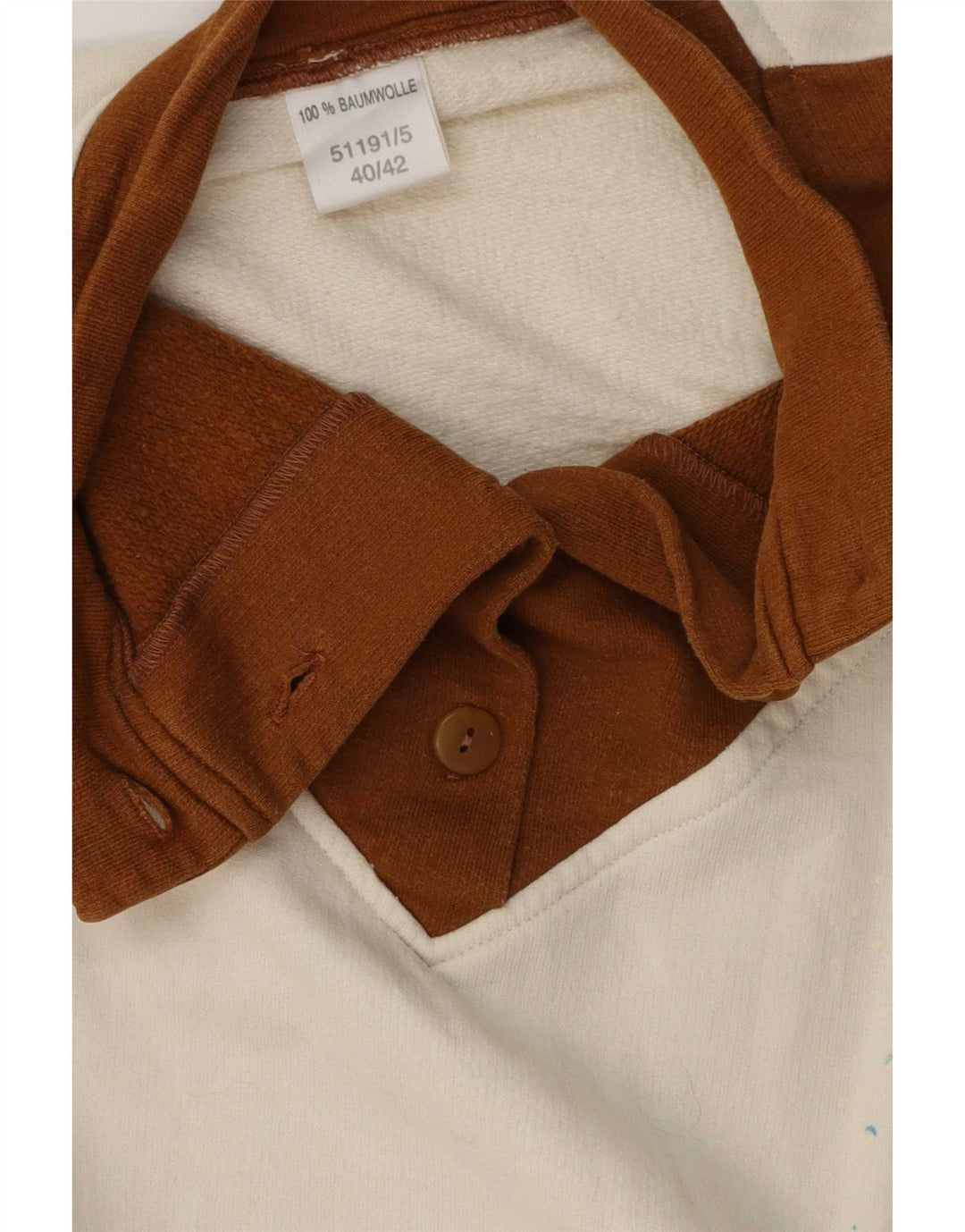 Vintage Damen Grafik-Sweatshirt-Pullover EU 40/42 Mittelweißer Farbblock