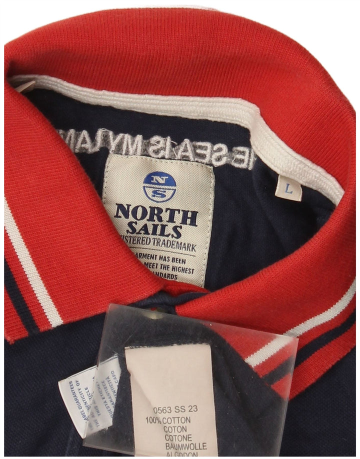 North Sails Herren-Poloshirt, groß, marineblau, Colourblock-Baumwolle