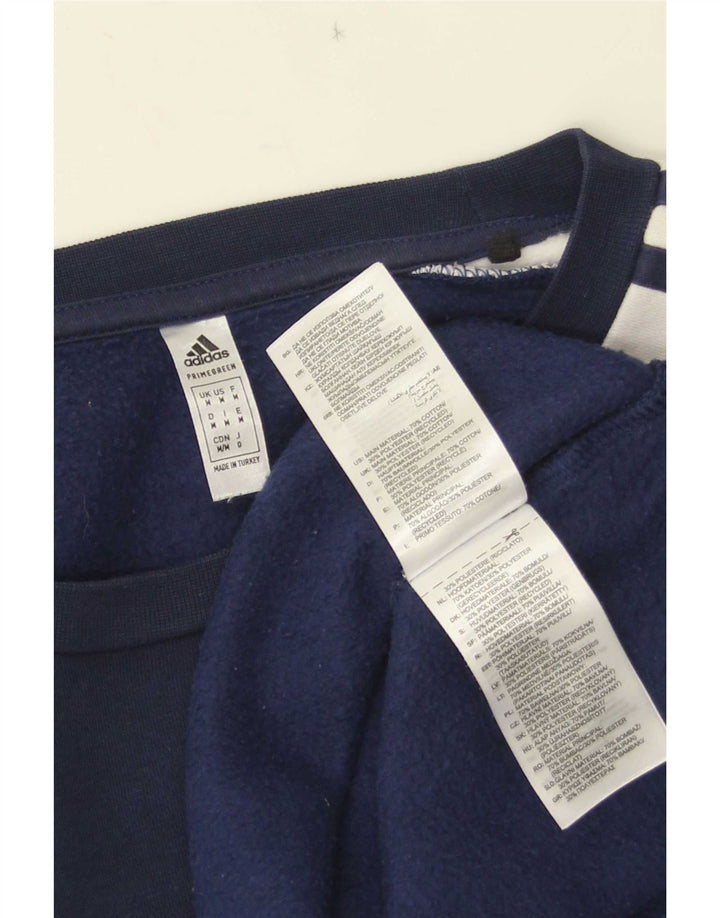 Adidas Herren Grafik-Sweatshirt-Pullover aus mittelblauer, marineblauer Colourblock-Baumwolle