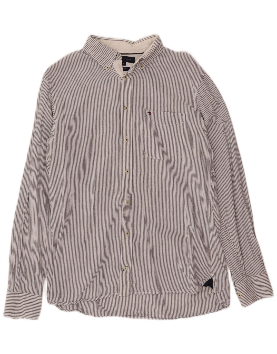 Tommy Hilfiger Herrenhemd aus mittelblauer Nadelstreifen-Baumwolle