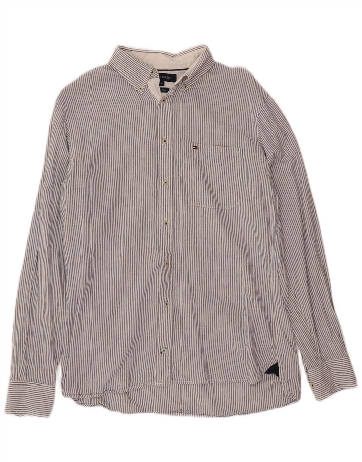 Tommy Hilfiger Herrenhemd aus mittelblauer Nadelstreifen-Baumwolle