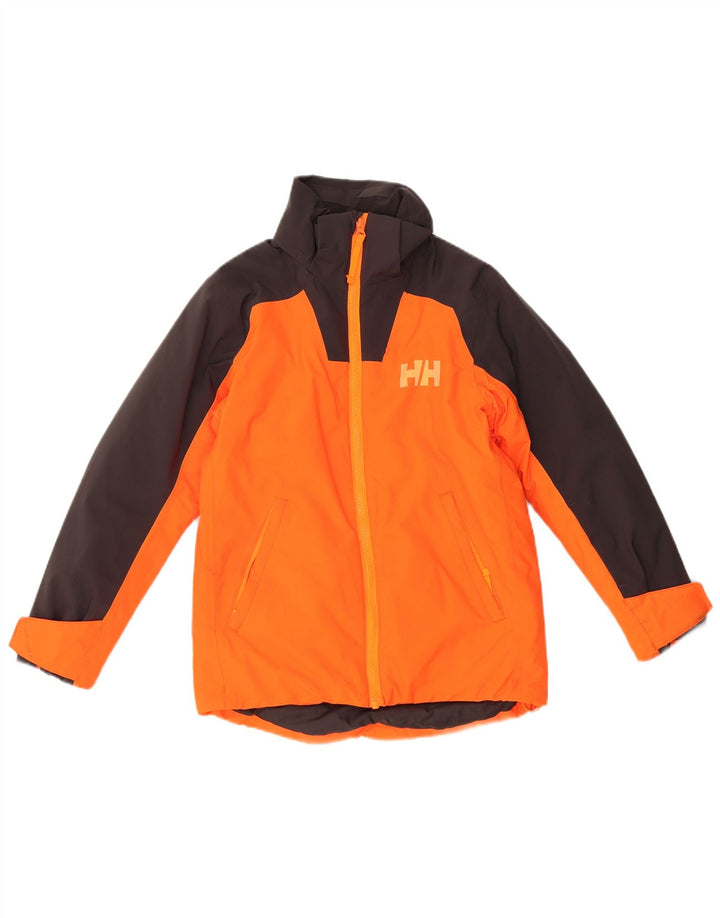 HELLY HANSEN Boys Graphic Windbreaker Jacket 9-10 Years Orange Colourblock