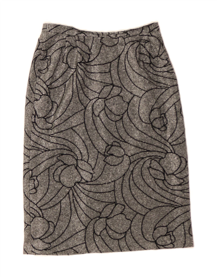 VINTAGE Womens Midi Skirt UK 14 Medium W31  Silver Floral Vintage Vintage and Second-Hand Vintage from Messina Hembry 