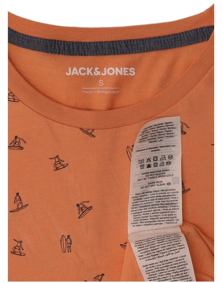 JACK & JONES Mens T-Shirt Top Small Orange Cotton