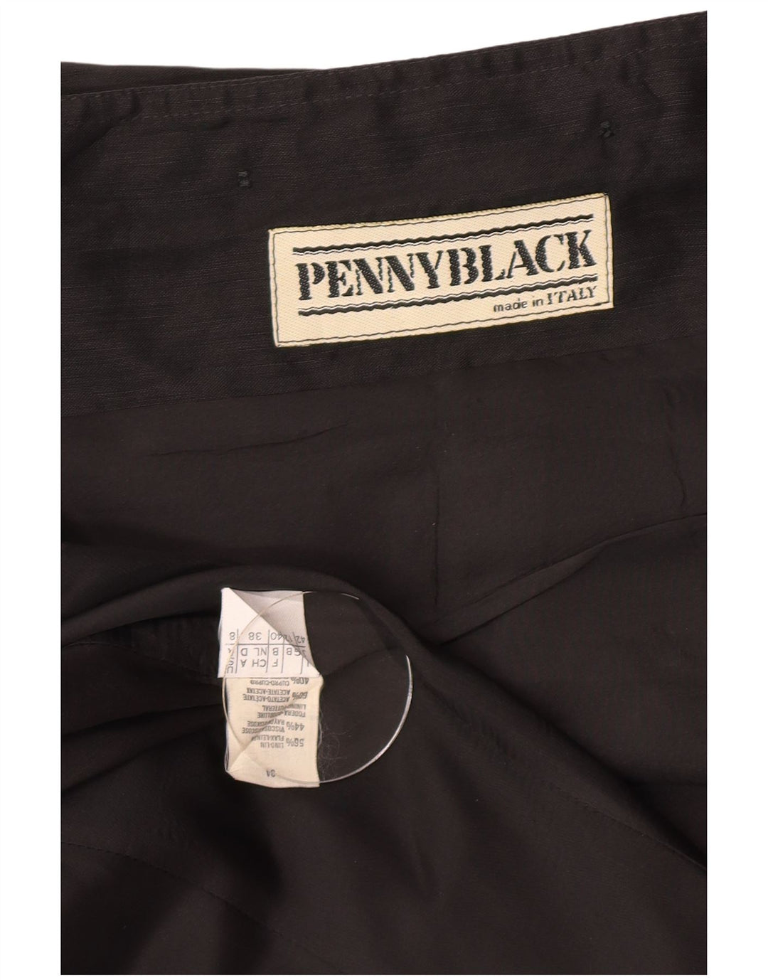 Penny Black Damen-Blazerjacke mit 3 Knöpfen, UK 12, Mittelschwarzes Leinen