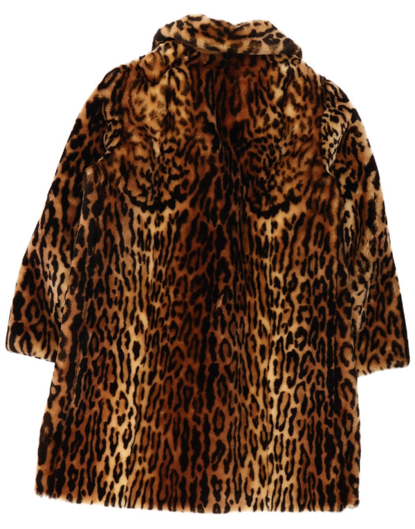 Vintage Damen Kunstfellmantel IT 44 Mittelbrauner Tierdruck