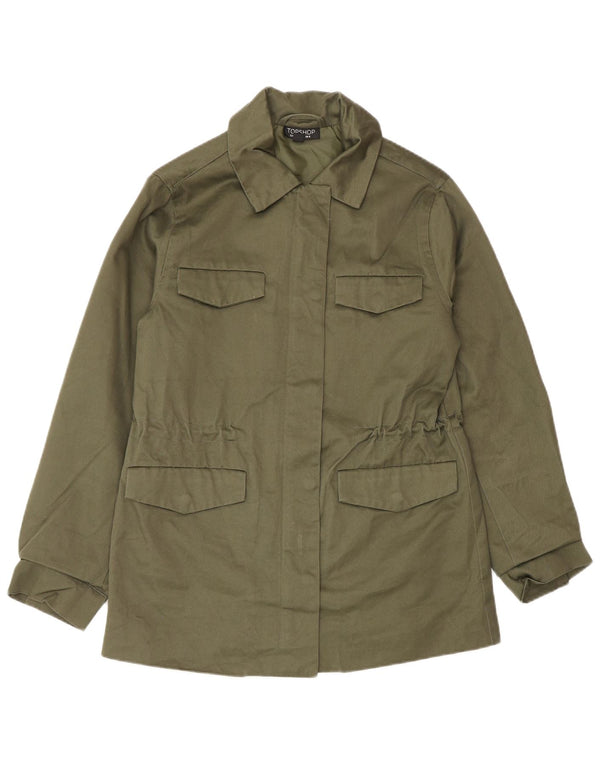 Topshop Damen Utility-Jacke UK 8 Small Khaki Baumwolle