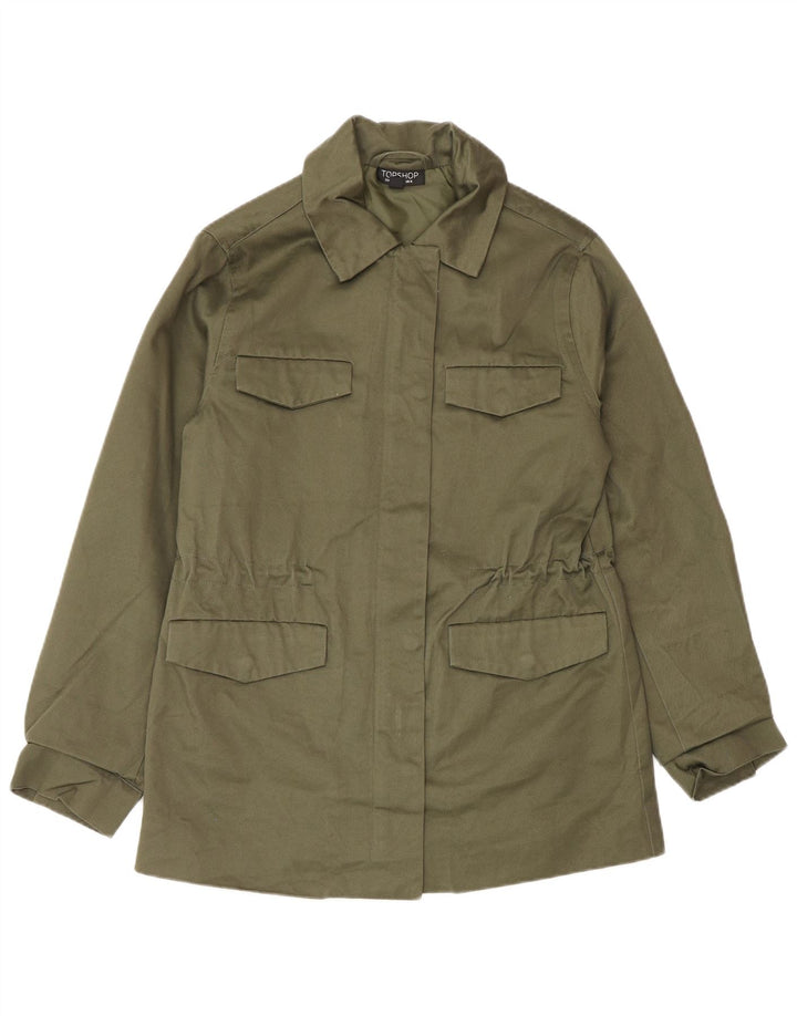 Topshop Damen Utility-Jacke UK 8 Small Khaki Baumwolle