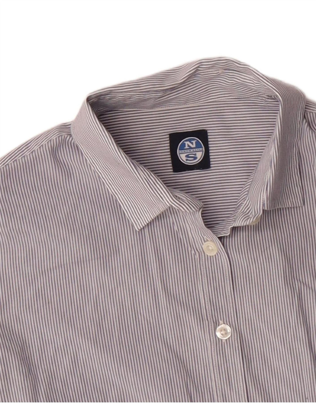 North Sails Damenhemd UK 10 Small Blaue Nadelstreifen-Baumwolle