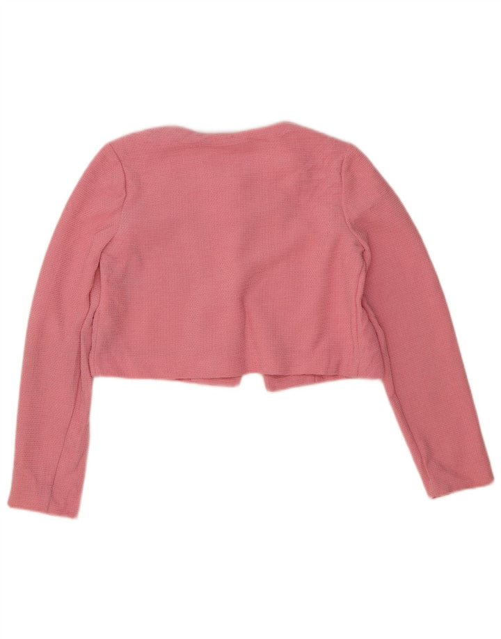 Zara Damen Crop Cardigan Pullover UK 10 Small Pink Polyester