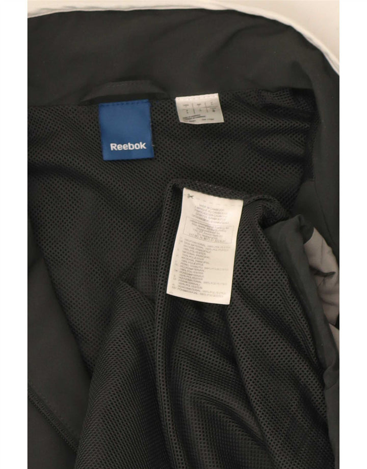 Reebok Herren-Trainingsanzug-Top-Jacke, großes schwarzes Farbblock-Polyester