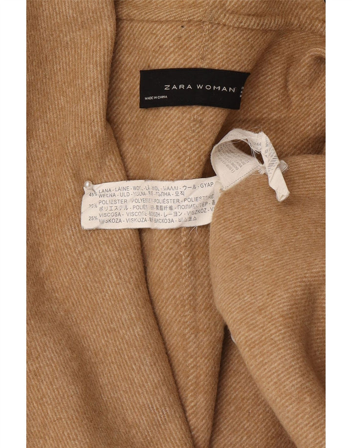 Zara Damen Übergroßer Mantel UK 14 Mittelbeige Wolle