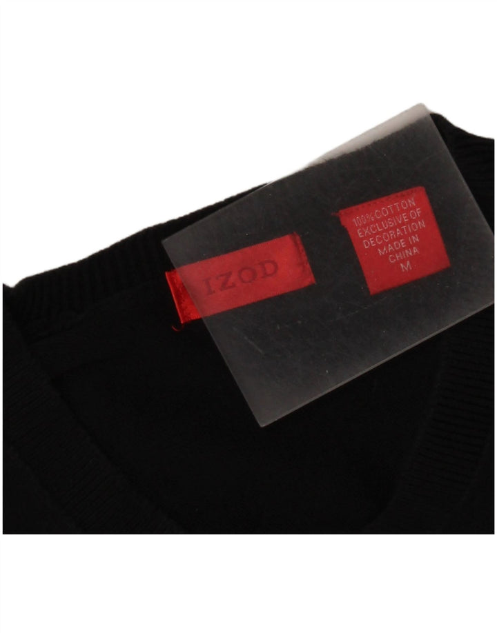 Izod Herren-Pullover mit V-Ausschnitt aus mittelschwarzer Baumwolle