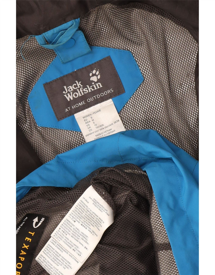 Jack Wolfskin Damen Kapuzen-Regenjacke UK 10 Small Blau Polyamid
