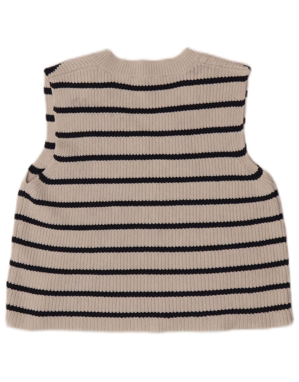 Zara Damen Crop Vest Tank Top UK 10 Small weiß gestreift aus Baumwolle