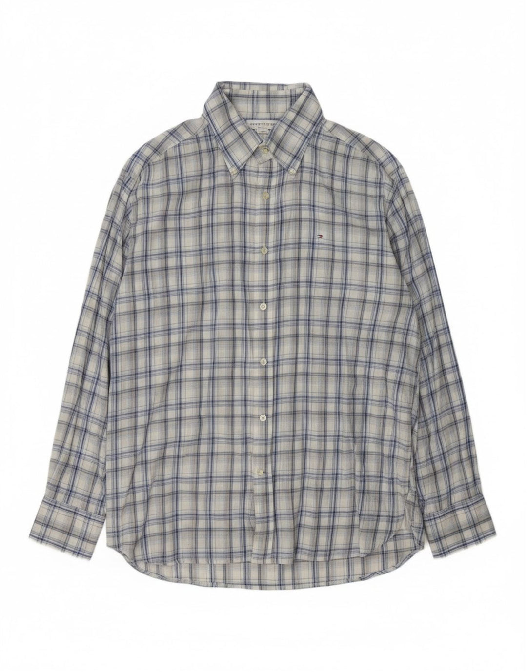 TOMMY HILFIGER Mens Grant Fit Shirt Large Blue Check Cotton