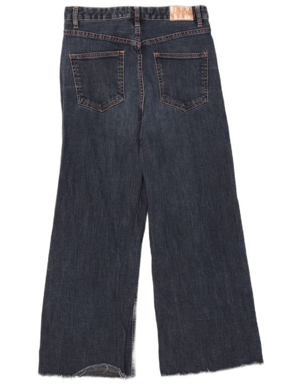 Zara Damen Crop Wide Leg Jeans EU 40 Medium W30 L25 Blaue Baumwolle