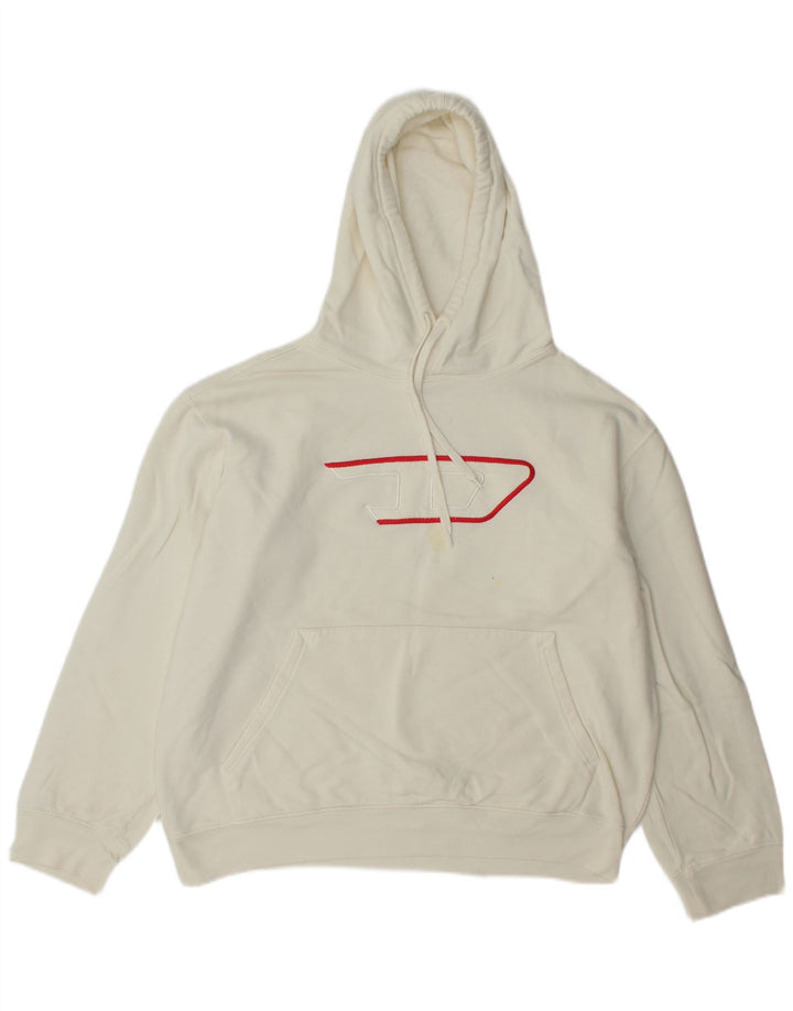 Diesel Womens Graphic Oversized Hoodie Pullover UK 14 Mittelweiße Baumwolle