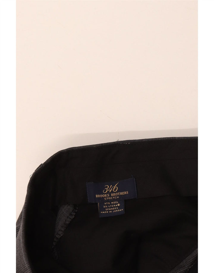 Brooks Brothers Herren 346 gerade Anzughose W36 L31 grau karierte Wolle
